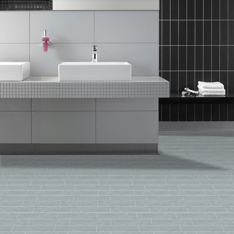 Light Gray Checked Marble Floor Stickers TIles 5pcs Peel and Stick Minimalist Modern