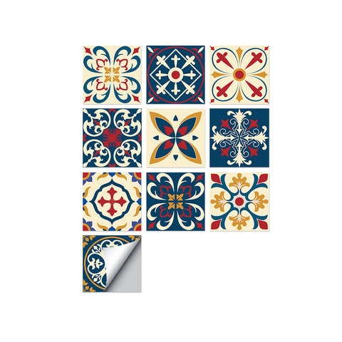 Retro red and blue: the artistic retro style of tile stickers