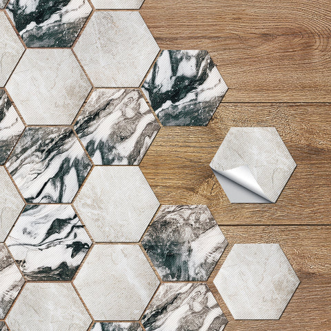 Hexagonal marble tiles: natural texture, visual charm