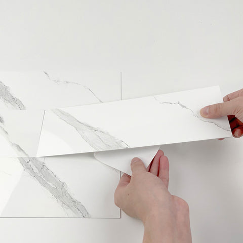 White Classic Marble Wall Stickers for Kitchen Backsplash and Bathroom Walls