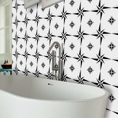 Removable Flooring Kitchen Tile, Decal Changing Table Tile Paste Wall Sticker for Home Removable Tile Sticker Eight-Pointed Star PVC, 5pcs