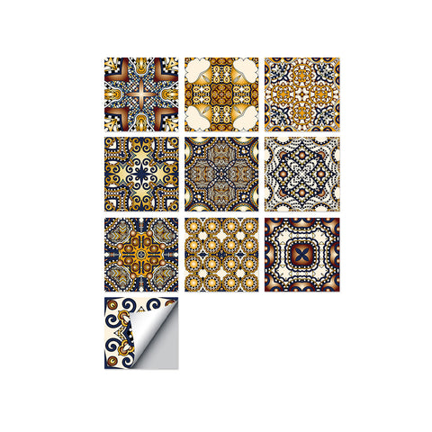 Retro brown and gold tone: the luxurious ancient charm of tile stickers