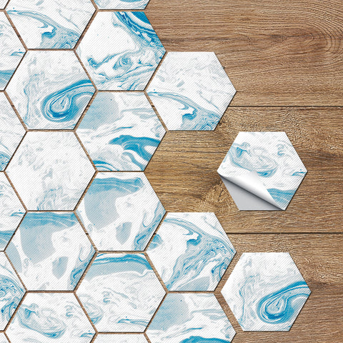 Blue and white marble splicing tiles: practical aesthetics, visual shock
