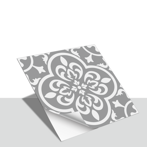 Grey and White Flowers Marble Texture Floor Stickers Tile Modern Peel and Stick