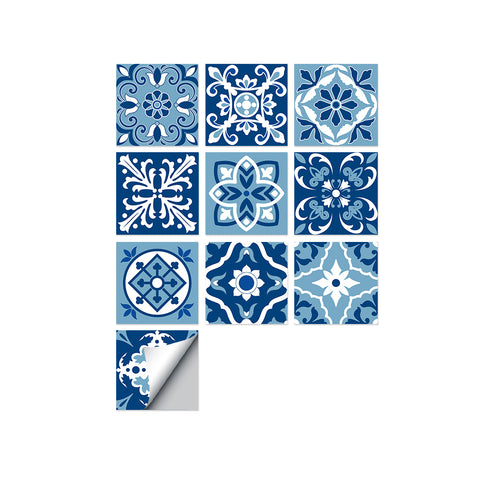 Quiet blue and white rhyme: the classic style of tile stickers