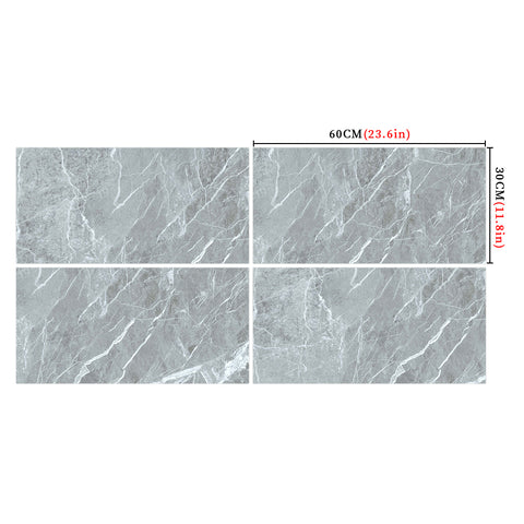 Gray and White Marble Floor Sticker Mirrored Environmentally Friendly Easy Installation