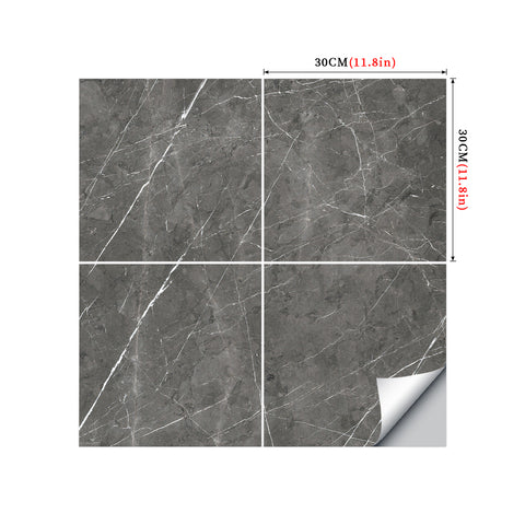 Gray Brown peel and stick marble floor tile Mirror Like Subdued Luxury Easy Installation