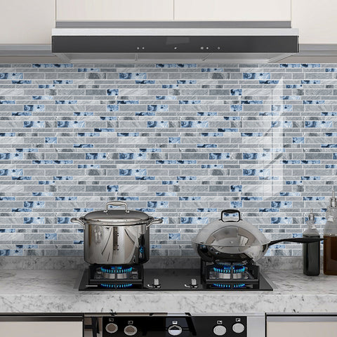 Blue Modern Minimalist Wall Tile Shaped Stickers 12PCS