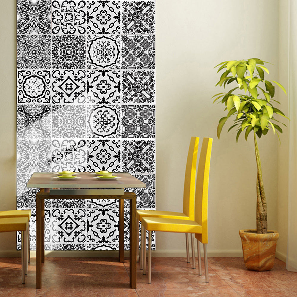 Classic black and white: the eternal elegance of tile stickers