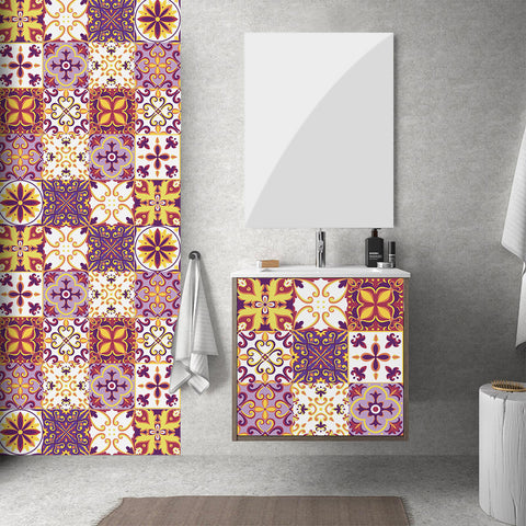 Gorgeous purple and yellow tone: the artistic bloom of tile stickers