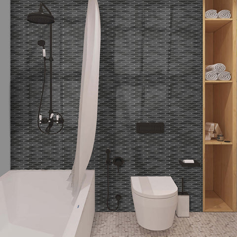 Black Peel and Stick Stone Like Texture Wallpaper Tiles Wall Elegant Modern Stickers 10pcs