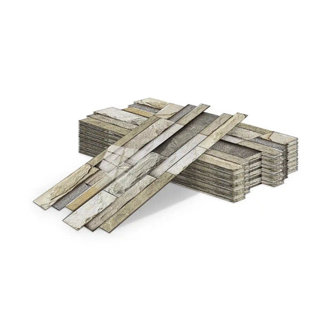 Special Shaped Marble Tile Sticker (Light Brown) 12pcs Peel And Stick Wallpaper Luxury and Elegant Style Wall Decor