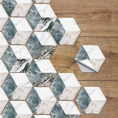 Marble and rock texture hexagonal tiles: geometric beauty, warm and steady