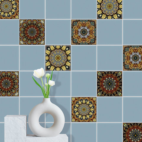 Retro brown and gold: the exotic style of tile stickers