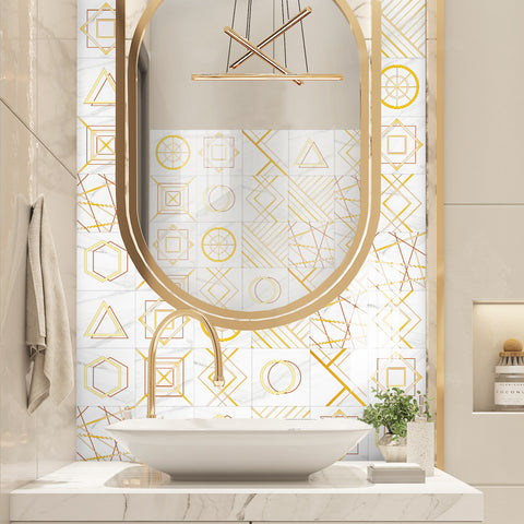 Luxury gold and white tone: the noble elegance of tile stickers