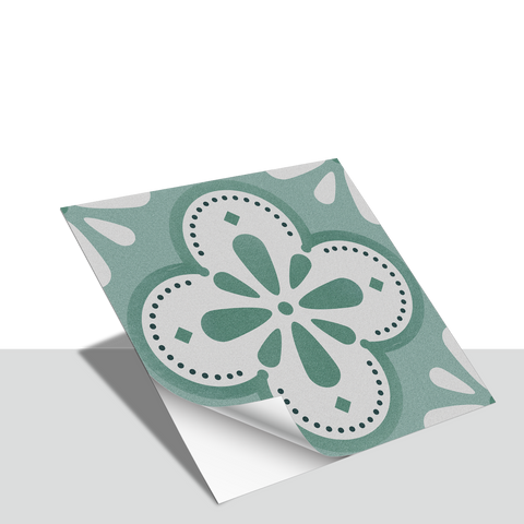 Gray and Beige Floral Floor Tile Stickers Geometrical Peel and Stick