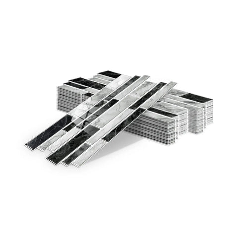 Special Shaped Marble Tile Sticker (Mixed Grey) 12pcs Peel And Stick Wallpaper Luxury and Elegant Style Wall Decor