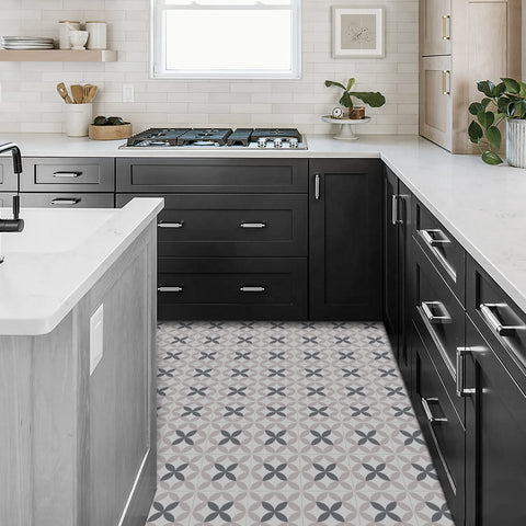 The Nordic symphony of mauve and gray, the simple beauty of art floor stickers