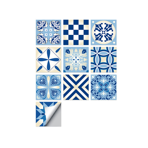 Fresh blue and white: the simple beauty of tile stickers