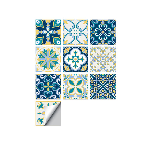 Fresh blue and yellow: the artistic vitality of tile stickers