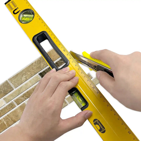 Special Shaped Marble Tile Sticker (Dark Yellow) 12pcs Peel And Stick Wallpaper Luxury and Elegant Style Wall Decor