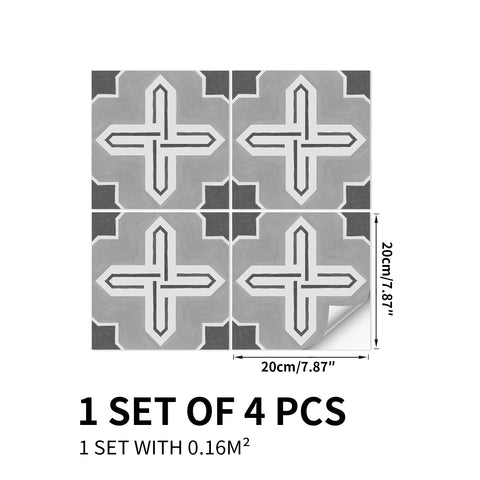 Grey Cross Shaped Marble Floor Tile Decals Peel and Stick