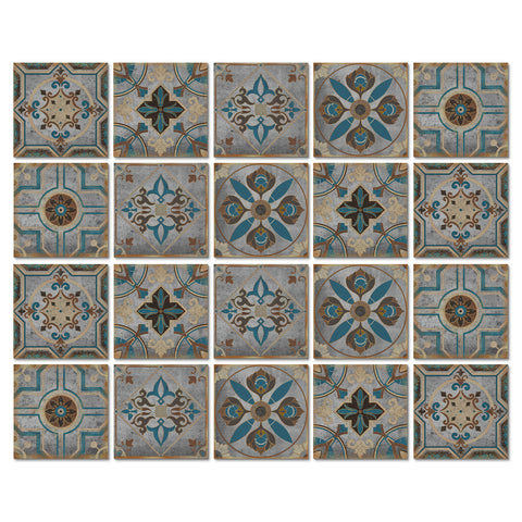 Retro blue-brown tone: the nostalgic style of tile stickers