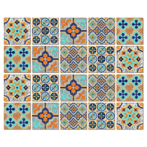 Vibrant orange and blue: the fashionable rhythm of tile stickers