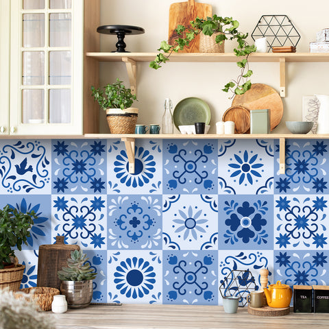 Blue and white classic: the eternal charm of tile stickers