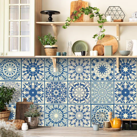 Blue and yellow interweaving: the romantic style of tile stickers