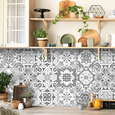 Classic black and white: the eternal beauty of tile stickers