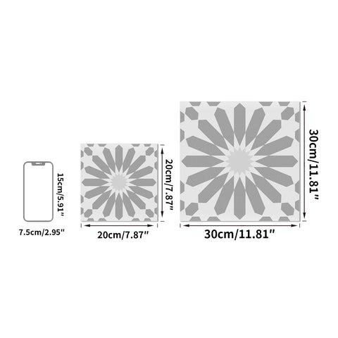 Grey Sun Flower Floor Tile Stickers Peel and Stick Modern Geometric