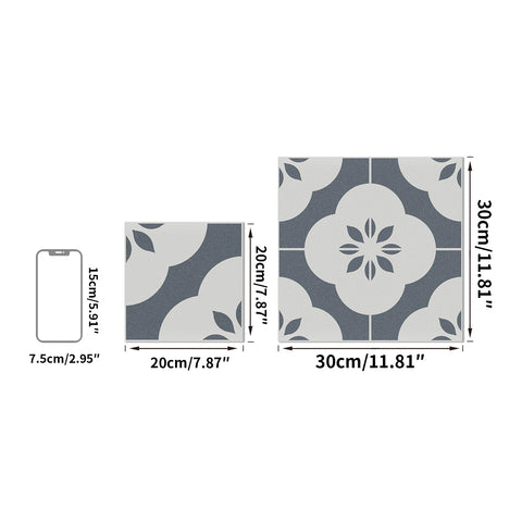 Beige and Gray Floral Floor Marble Tile Stickers Retro Peel and Stick Easy Apply Geometric