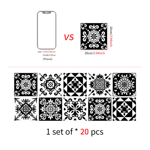 Black and white graphic tile sticker: simple but not simple decorative art