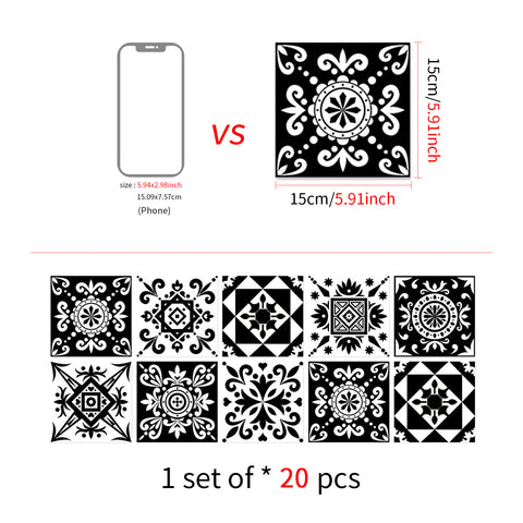 Black and white graphic tile sticker: simple but not simple decorative art