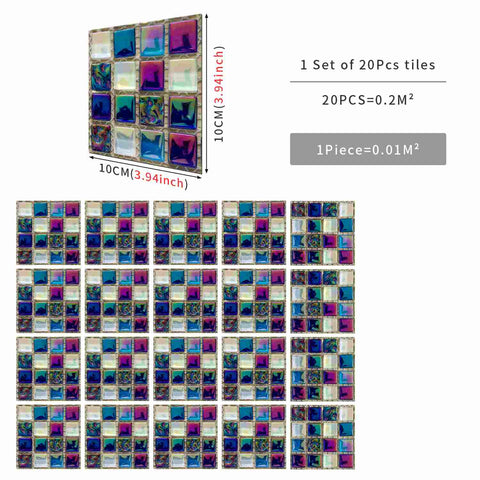 DIY Peel and Stick Tiles with Crystal Mosaic, Waterproof and Self-Adhesive for Home, Kitchen, and Bathroom