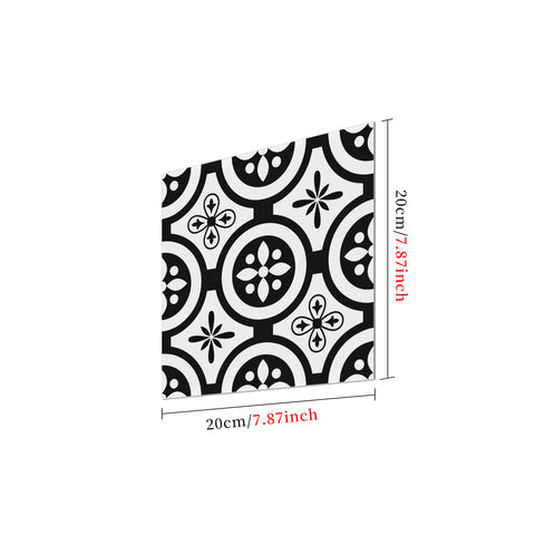 Black and White Floor Stickers Geometric Marble Texture Tile Modern Peel and Stick