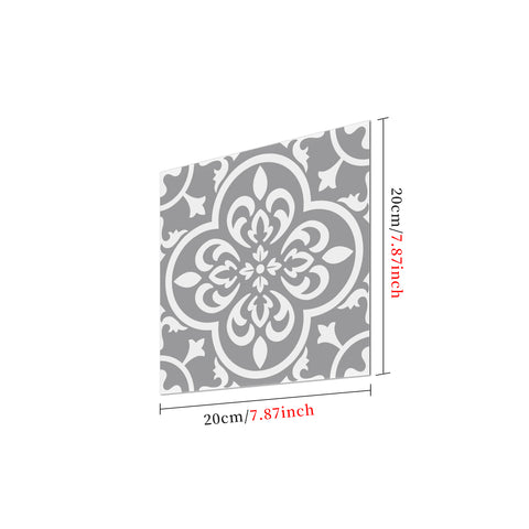 Grey and White Flowers Marble Texture Floor Stickers Tile Modern Peel and Stick