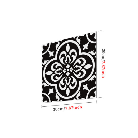 Black and white flowers marble texture floor stickers Tile Retro Peel and Stick