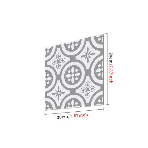 Gray and White Floor Stickers Marble Texture Tile Modern Peel and Stick Geometric