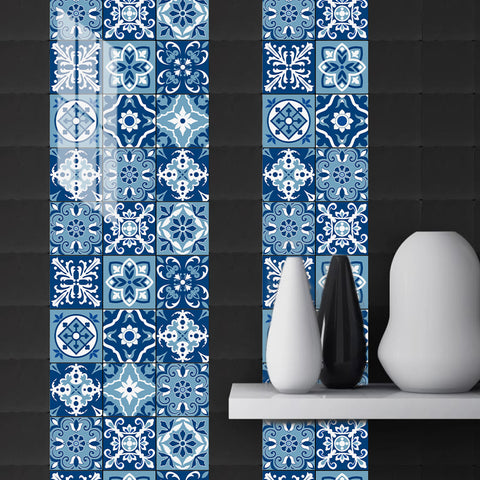 Quiet blue and white rhyme: the classic style of tile stickers