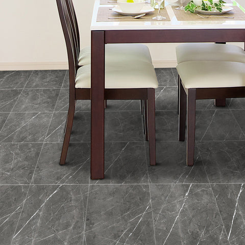 Gray Brown peel and stick marble floor tile Mirror Like Subdued Luxury Easy Installation