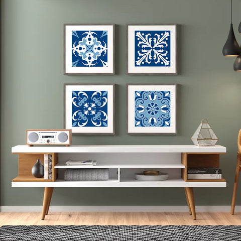 Quiet blue and white rhyme: the classic style of tile stickers