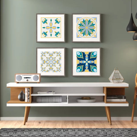 Fresh blue and yellow: the artistic vitality of tile stickers