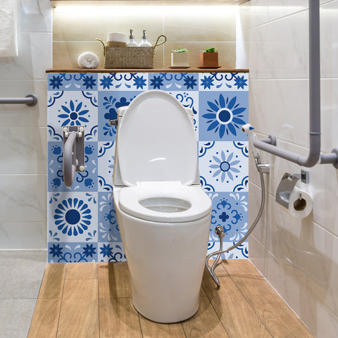 Blue and white classic: the eternal charm of tile stickers