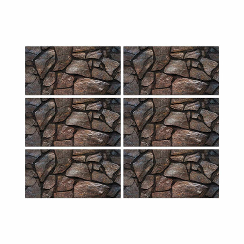 Red and Brown Stone Wall Stickers Stick on Wall Tiles for Kitchen, Bathroom, and Home Decor