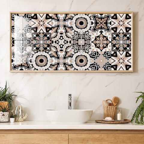 Classic black, white and brown: the retro style of tile stickers