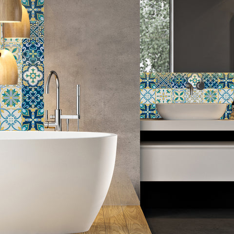 Fresh blue and yellow: the artistic vitality of tile stickers