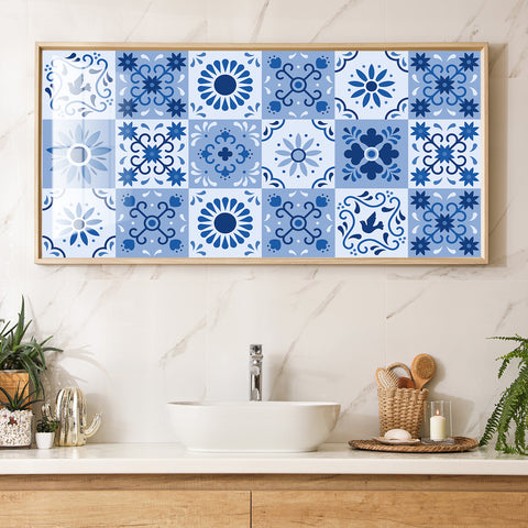 Blue and white classic: the eternal charm of tile stickers