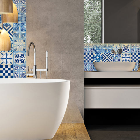 Fresh blue and white: the simple beauty of tile stickers